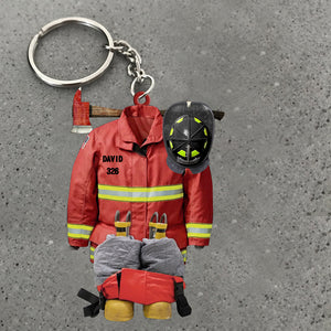 Personalized Firefighter Uniform Keychain-Once A Firefighter/Always A Firefighter