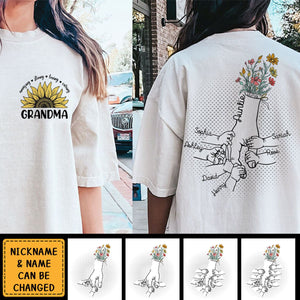 Loving, Caring - Personalized Pure Cotton T-shirt Gift For Grandma/Mom