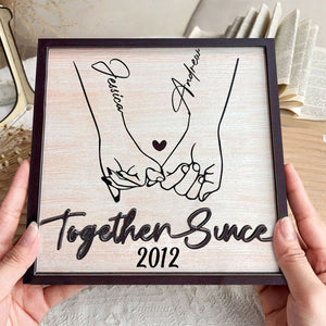 Personalized Holding Hand Forever- 2 Layers Wooden Plaque