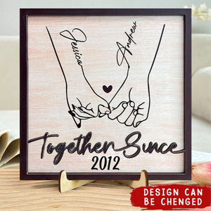 Personalized Holding Hand Forever- 2 Layers Wooden Plaque