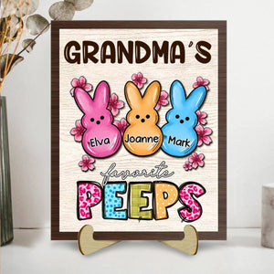 Personalized Grandma's Favorite marshmallow 2 Layers Wooden Plaque With Stand