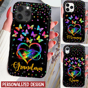 Personalized Colorful Rainbow Heart Infinity Grandma Mom Butterfly Kids Phone Case