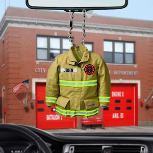 Firefighter Uniform - Personalized Flat Car Ornament