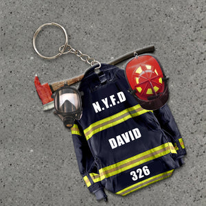 Personalized Firefighter Uniform Keychain - Custom Name & Number/Unit