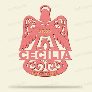 Personalized Memorial Wood Ornament - Angel Wings Bell Shape