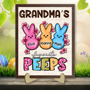 Personalized Grandma's Favorite marshmallow 2 Layers Wooden Plaque With Stand