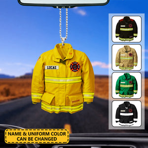 Firefighter Uniform - Personalized Flat Car Ornament