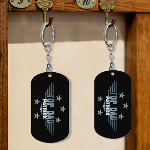 Personalized Stainless Steel Top Dad Keychain