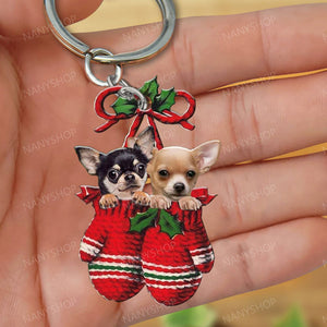 Personalized Dog Inside Your Gloves Christmas Holiday-Two Sided Keychain