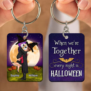 Halloween Couple Kissing When We're Together Everynight Is Halloween Personalized Stainless Steel Keychain