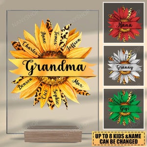 Personalized Grandma With Kids Sunflower Acrylic Plaque-Gift For Mom, Grandma