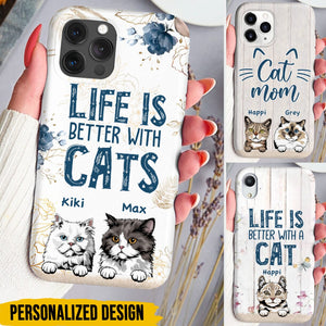 Personalized Phone case Life is better with cats Gift for Cat Lovers