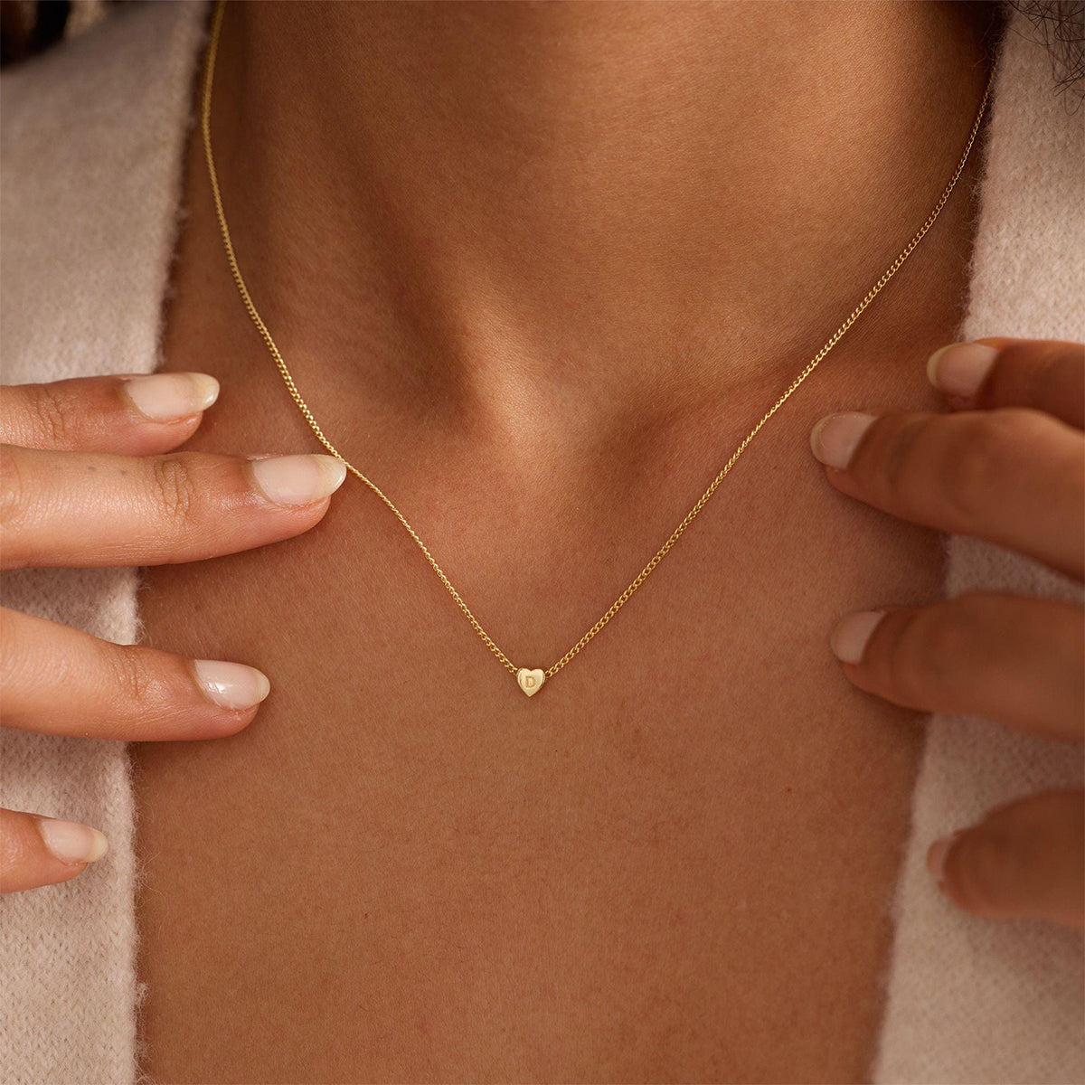 Personalized 3D Heart Charm Necklace, Minimalist Heart Pendent, Custom Initial Heart Necklace, Mother's Day Jewelry Gift for Her