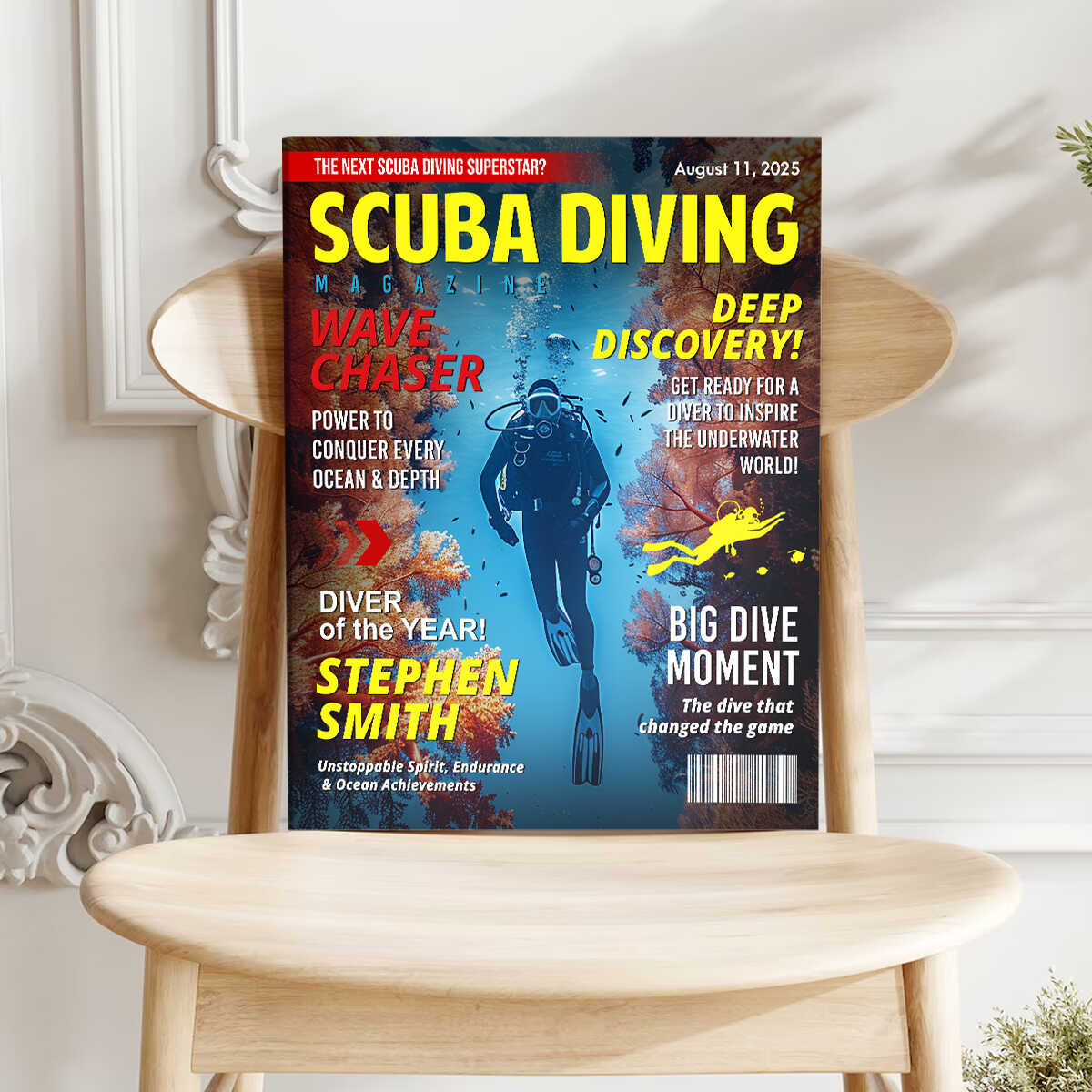 Personalized Scuba Diving Magazine Cover, Custom Scuba Diving Dad Gift, Scuba Diving Lover Gift