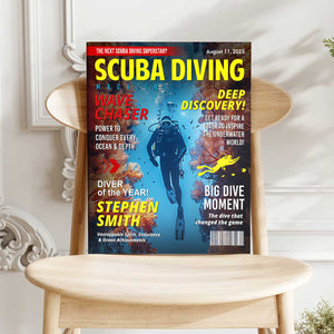 Personalized Scuba Diving Magazine Cover, Custom Scuba Diving Dad Gift, Scuba Diving Lover Gift