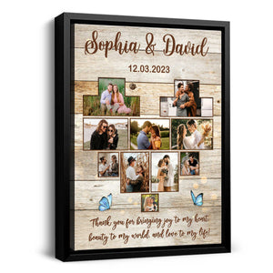 Custom Heart Photo Collage Canvas Print, Anniversary Collage Gift for Boyfriend, Girlfriend, Personalized Wedding Photo Gift