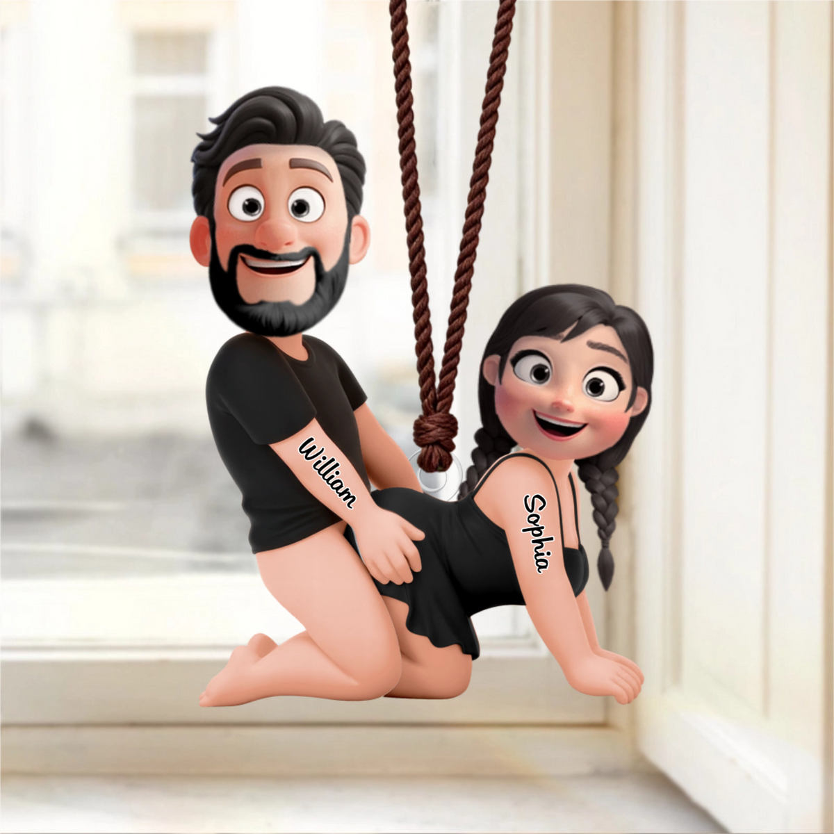 Naughty Personalized Couple Acrylic Ornament - Gifts For Couple