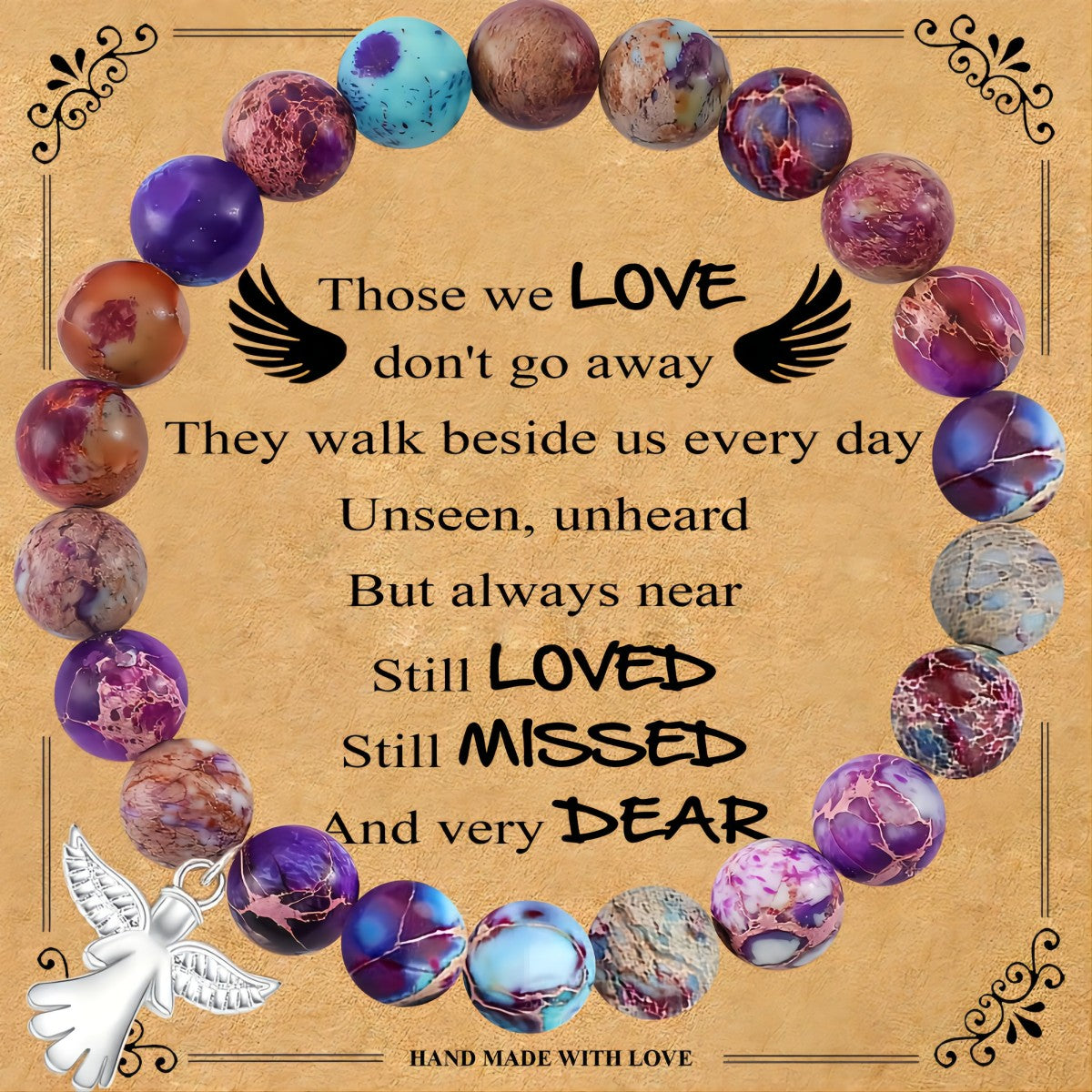 Guardian Angel Gift, Little Hug from Heaven Natural Stone Angel Bracelet