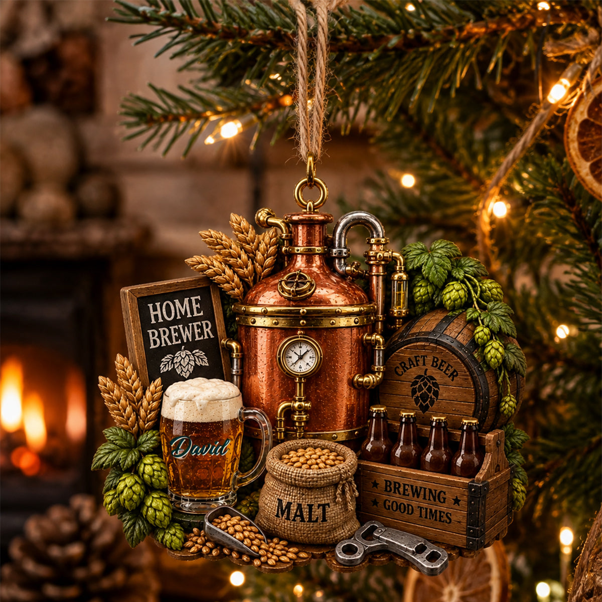 Personalized Beer Christmas Ornament Gift for Home Brewer