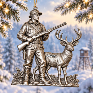 Personalized Hunter-themed Ornament,Custom Name Christmas Gift