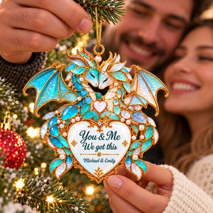 Personalized Dragon Custom Shape Sea Glass Effect Ornament,Christmas Gift for Couples