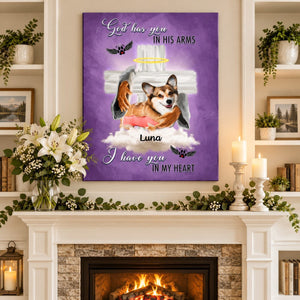 Memorial Gift - God has you in his arms, i have you in my heart Personalized Canvas