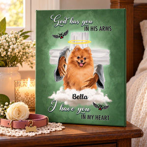 Memorial Gift - God has you in his arms, i have you in my heart Personalized Canvas