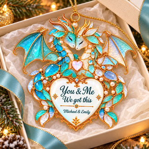 Personalized Dragon Custom Shape Sea Glass Effect Ornament,Christmas Gift for Couples