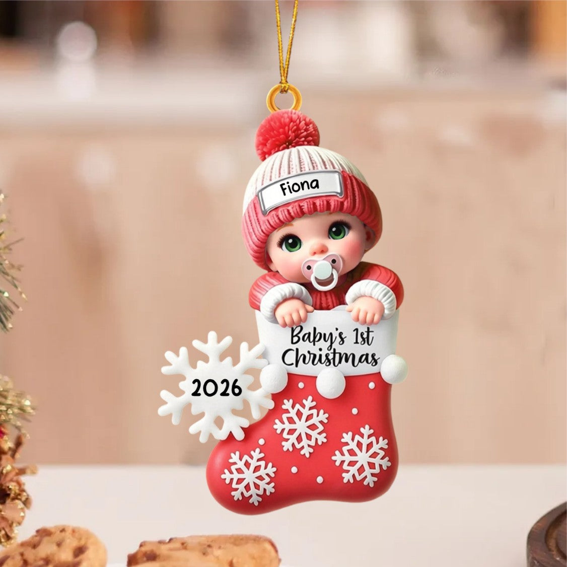 Baby In Christmas Stocking – Baby's 1st Christmas Personalized Ornament