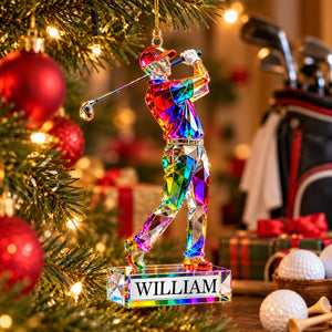 Personalized Golf Themed Crystal Ornaments - Christmas Gift for Golf Lovers