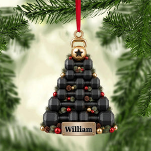 Weight Plate, Kettlebell, Dumbbell Kettlebell Personalized Fitness Gym Christmas Ornament
