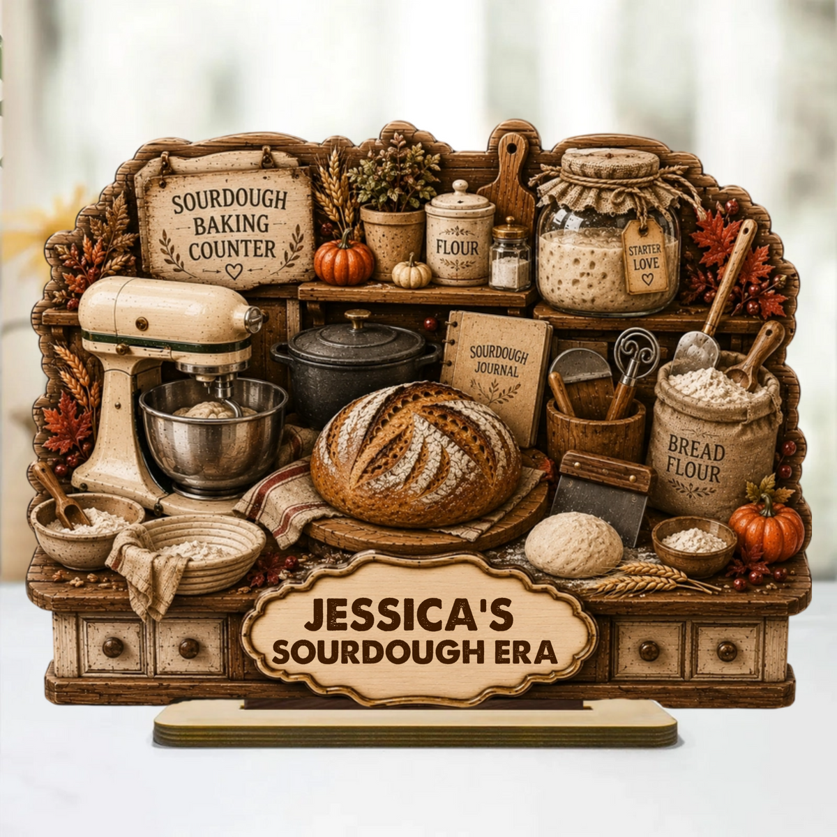 Personalized Sourdough Baking Counter Wooden Plaque | Baking Gift for Bakers