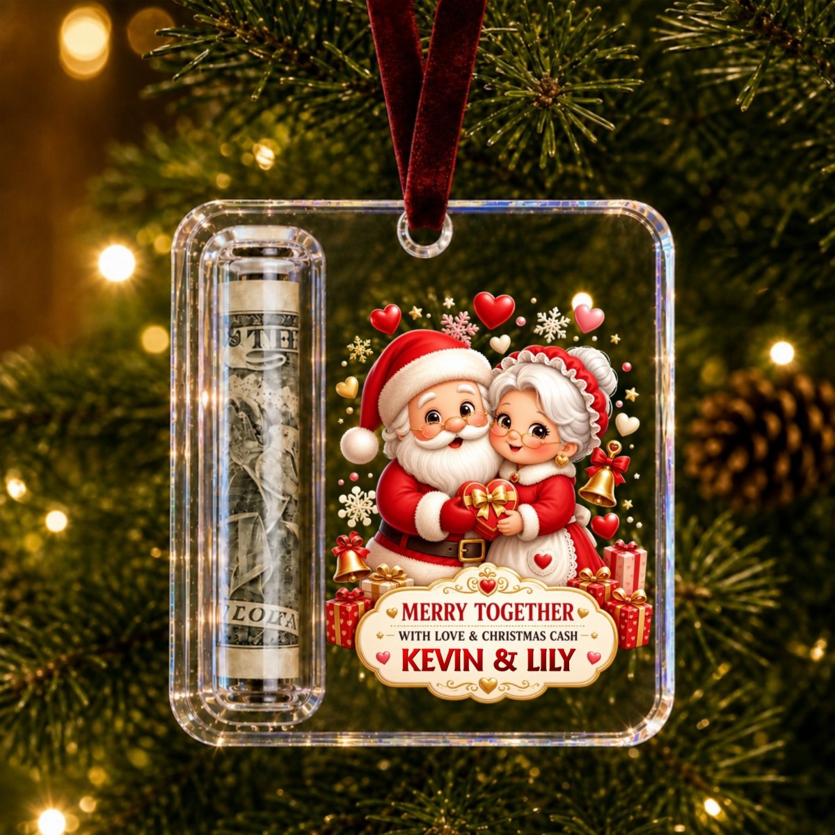 Couple Gift Personalized Christmas Cash Holder Acrylic Ornament