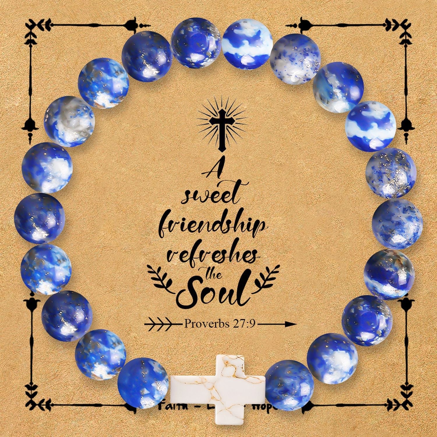 Natural stone cross bracelet