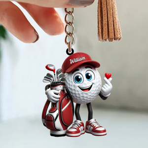 Sending You Golf Love Cute Personalized Golf Ball Mascot Keychain Gift for Male & Female Golfer