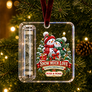 Custom Name Couple Christmas Money Holder Acrylic Ornament – Personalized Holiday Keepsake