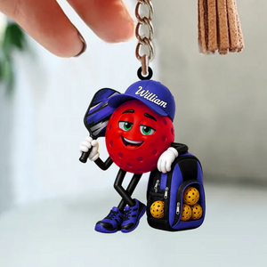Chill Pickleball Mascot Personalized Pickleball Keychain Gift for Male & Female Players