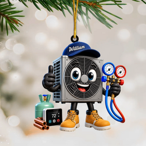 Thumbs-up HVAC Unit Mascot Hanging Ornament – Personalized Gift For Heating & Cooling Professionals