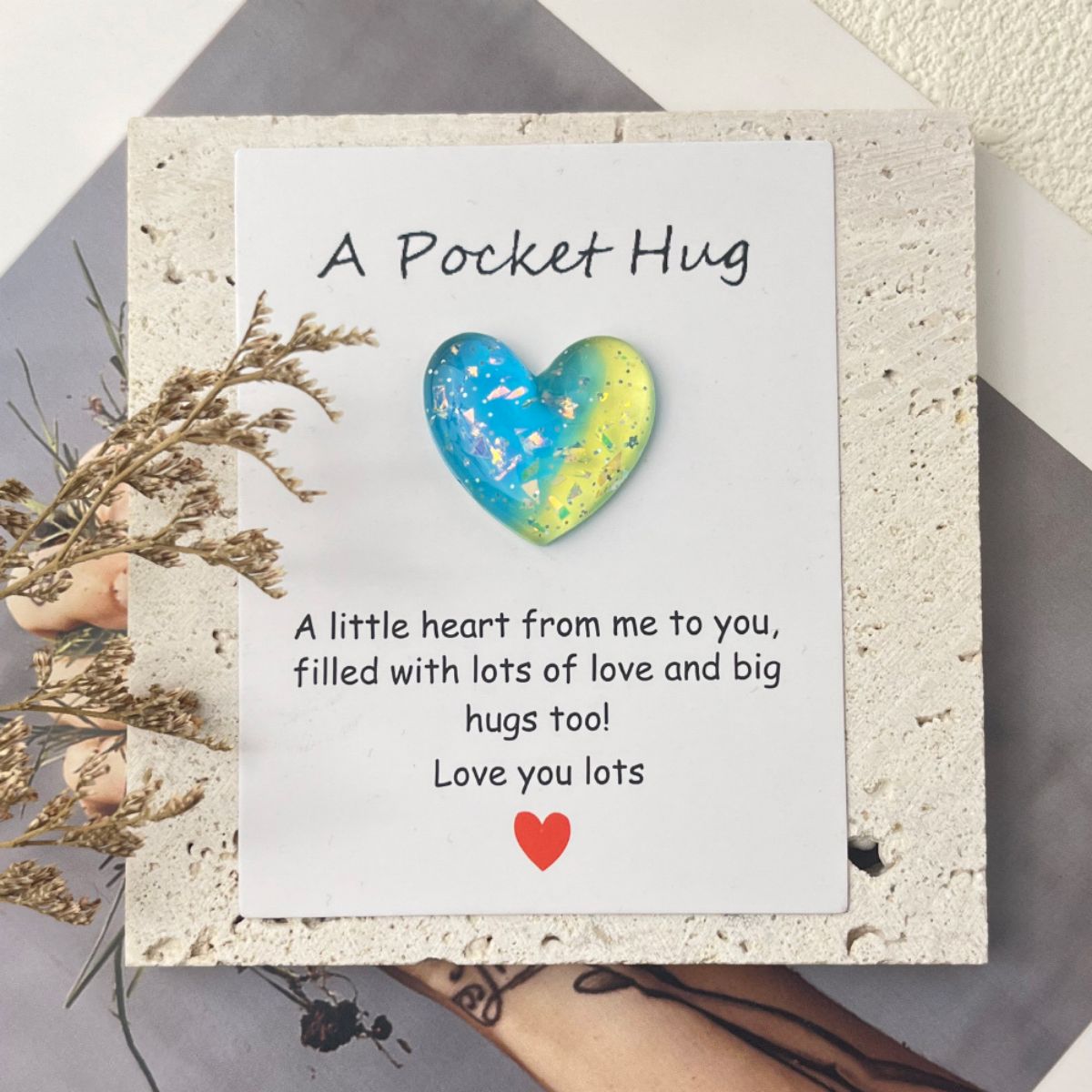 Pocket Hug Heart Token with Inspirational Greeting Card,Ideal Gift for Mother's Day