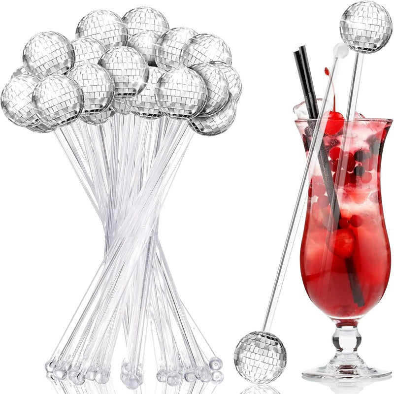 Disco Ball Drink Stirrers Party Decorations