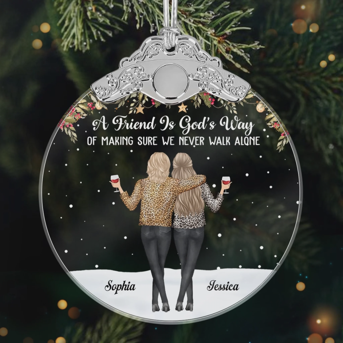 Custom Glass Ornament - Personalized Christmas Best Friend Birthday Gifts For Women, Besties, Sisters, BFF - Friends Make Life More Beautiful