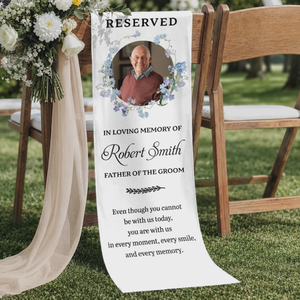 "Reserved For Our Guardian Angel" – Custom Photo Wedding Chair Sign | Memorial Sympathy Gift For Brides & Grooms