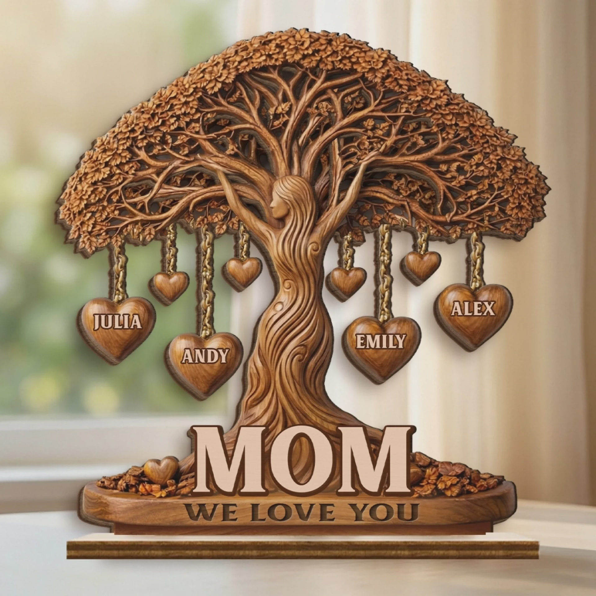 Personalized 2-Layered Wooden Plaque – "Love That Branches Forever" – Mother's Day Gift For Mom & Grandma
