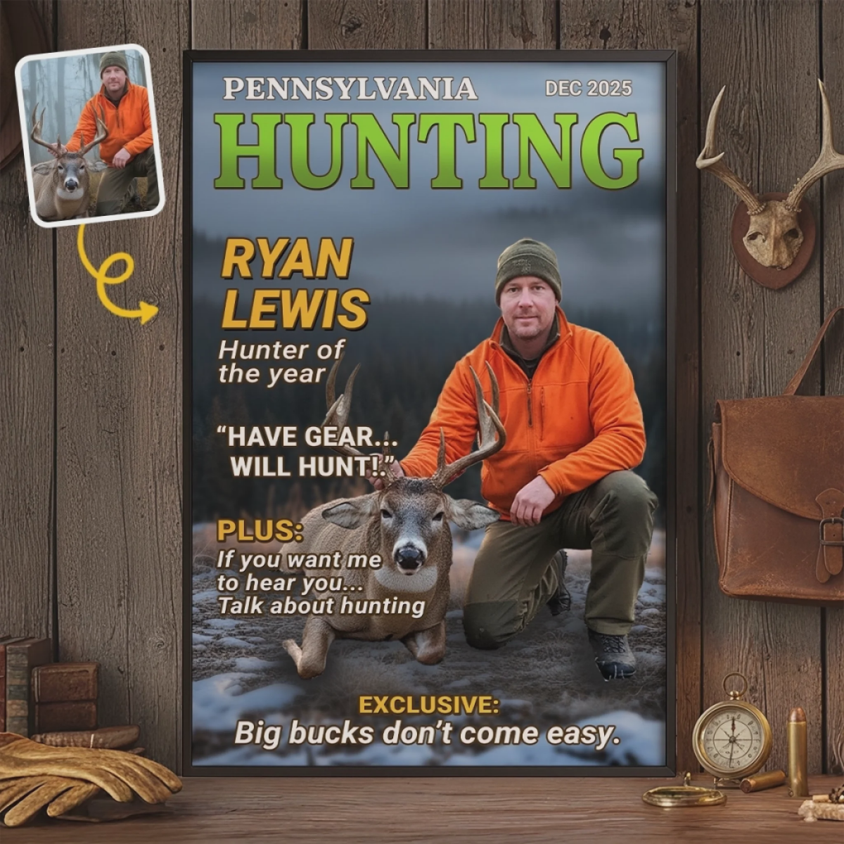 Custom Photo Magazine Vertical Poster - Personalized Hunting Gifts For Hunters - Moments Like This Are Earned