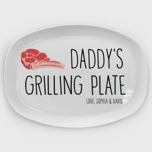 Daddy's Grilling Plate - Personalized Platter, Happy Father's Day Gift BBQ Lover Gift For Dadgrill Master Daddy Birthday Gift