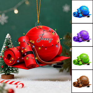 Personalized Yoga Mat Acrylic Ornament, Custom Fitness Christmas Decoration