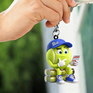Check The Scorecard Tennis Keychain Personalized Cute Tennis Ball Mascot Keychain