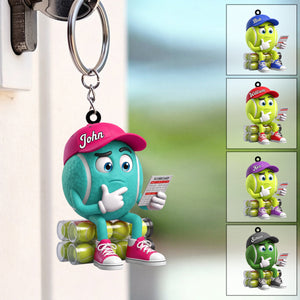 Check The Scorecard Tennis Keychain Personalized Cute Tennis Ball Mascot Keychain