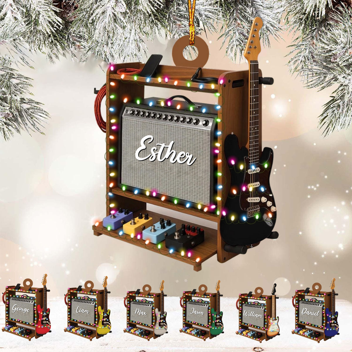Personalized Electric Guitar Ornament Custom Name Christmas Guitarist Gift For Guitar Lovers