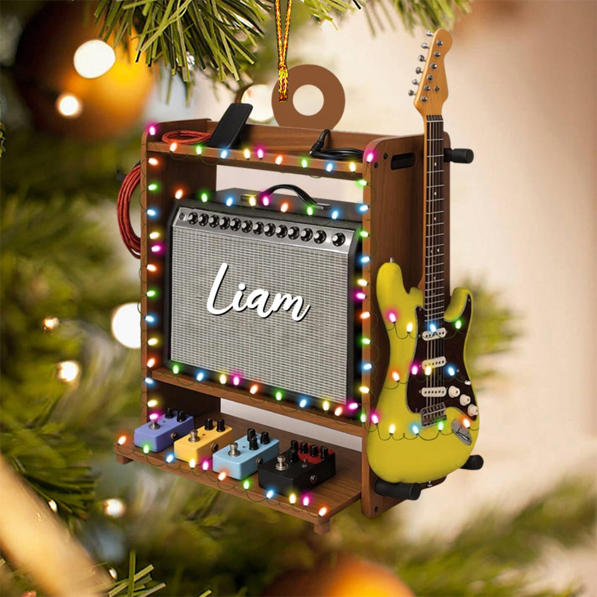 Personalized Electric Guitar Ornament Custom Name Christmas Guitarist Gift For Guitar Lovers